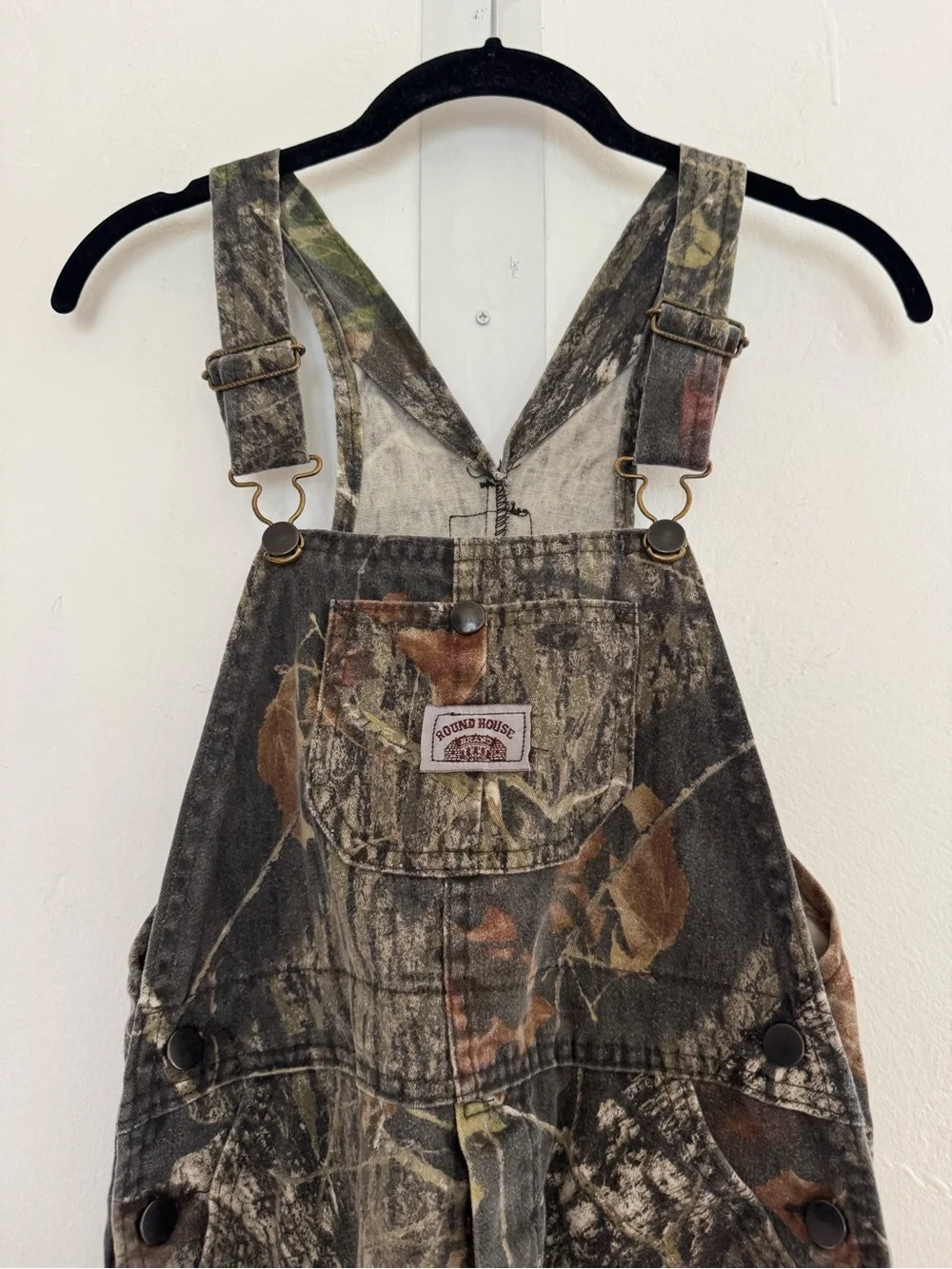 Round House Kids Mossy Oak Realtree Camo Overalls Green Brown Hunting Outdoor